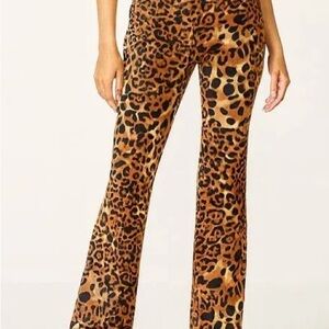 Caché Vintage Leopard Print Flare Pants